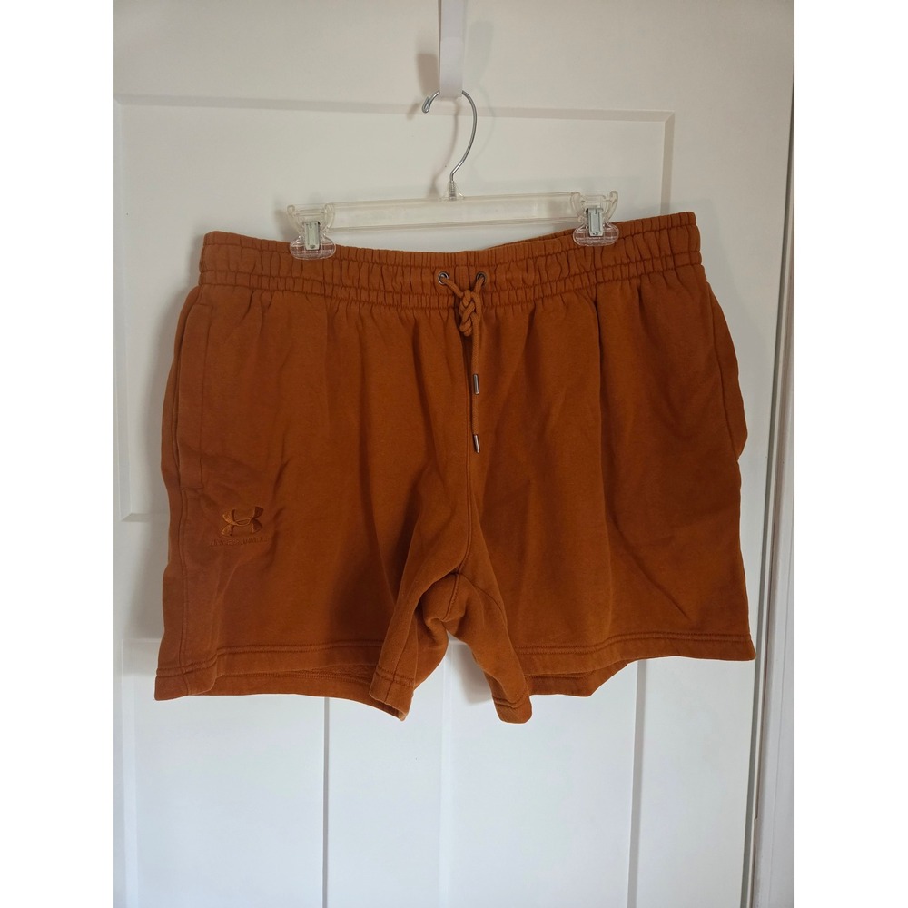 Under Armour Mens Rival Fleece Shorts Burnt Orange Rust Athletic Gym XL